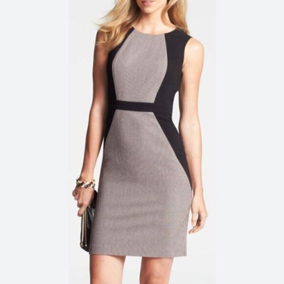 Ann Taylor NWT Women's Size 6 Black Color Block Houndstooth Career Wear Dress - Picture 1 of 12